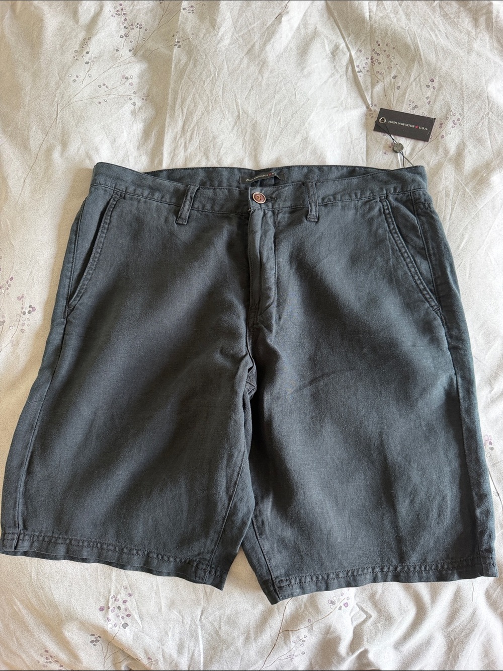 John Varvatos Slate Gray Flat-Front Men's Shorts
